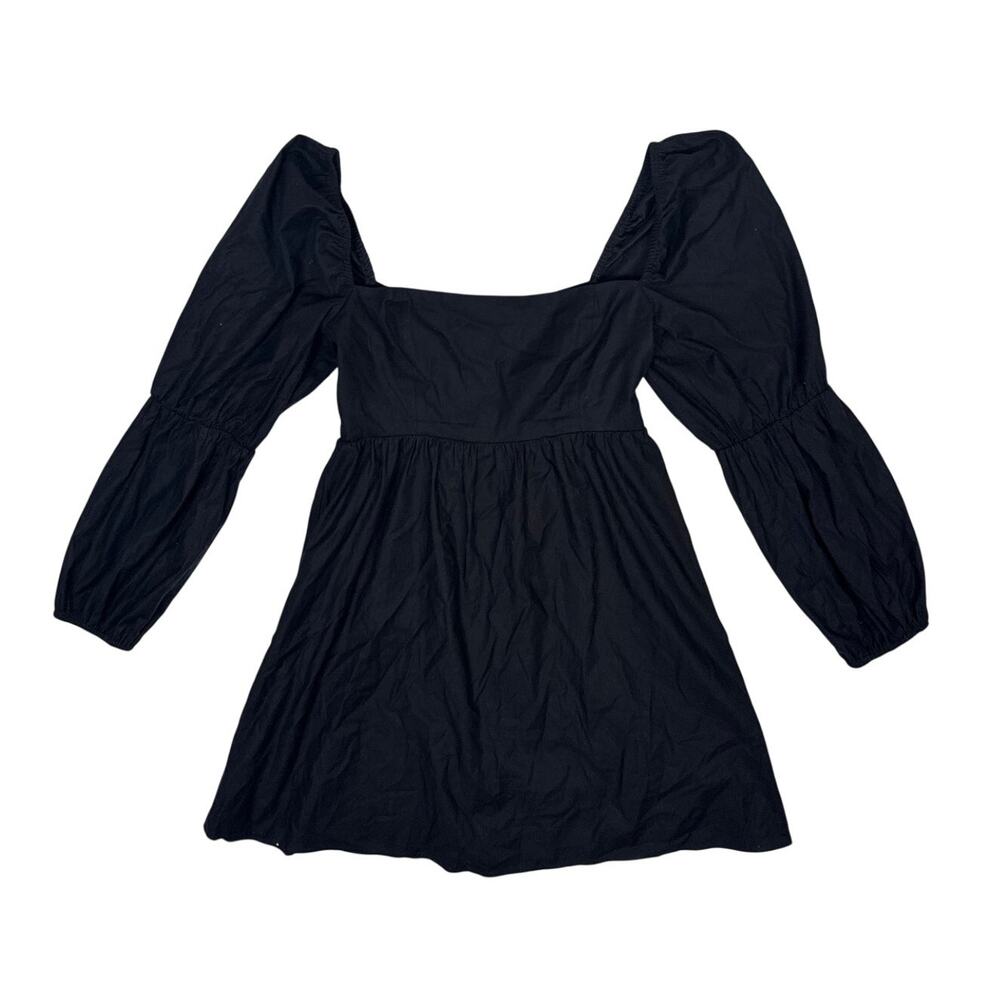 Reformation Cotton Black Minimalist Coquette Babydoll Short Dress Michaela 4